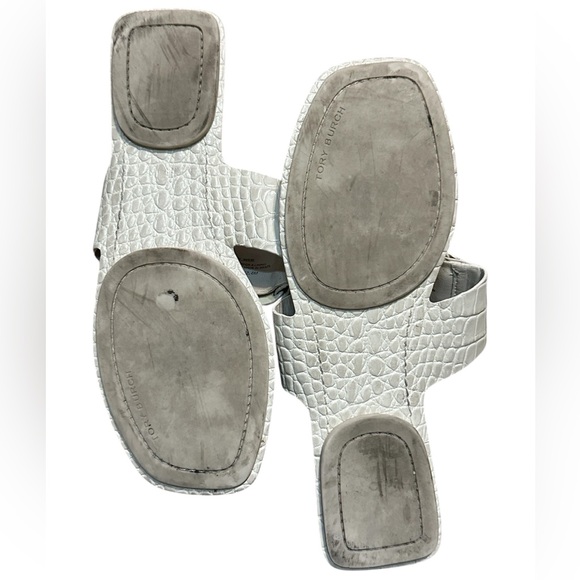 TORY BURCH Georgia Cream Soft Croc Ivory Sandals Size 8M - Picture 3 of 5